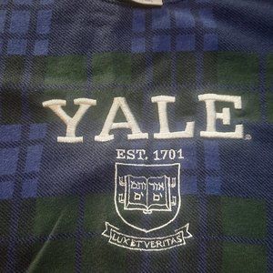 Vintage Yale Sweatshirt Purple Plaid Long Sleeve Crewneck Embroidered Preppy